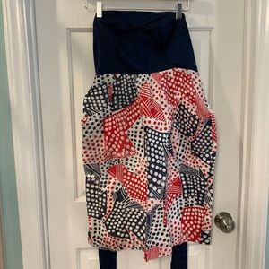 Strapless/convertible spaghetti strap red white and navy dress from Anthropology